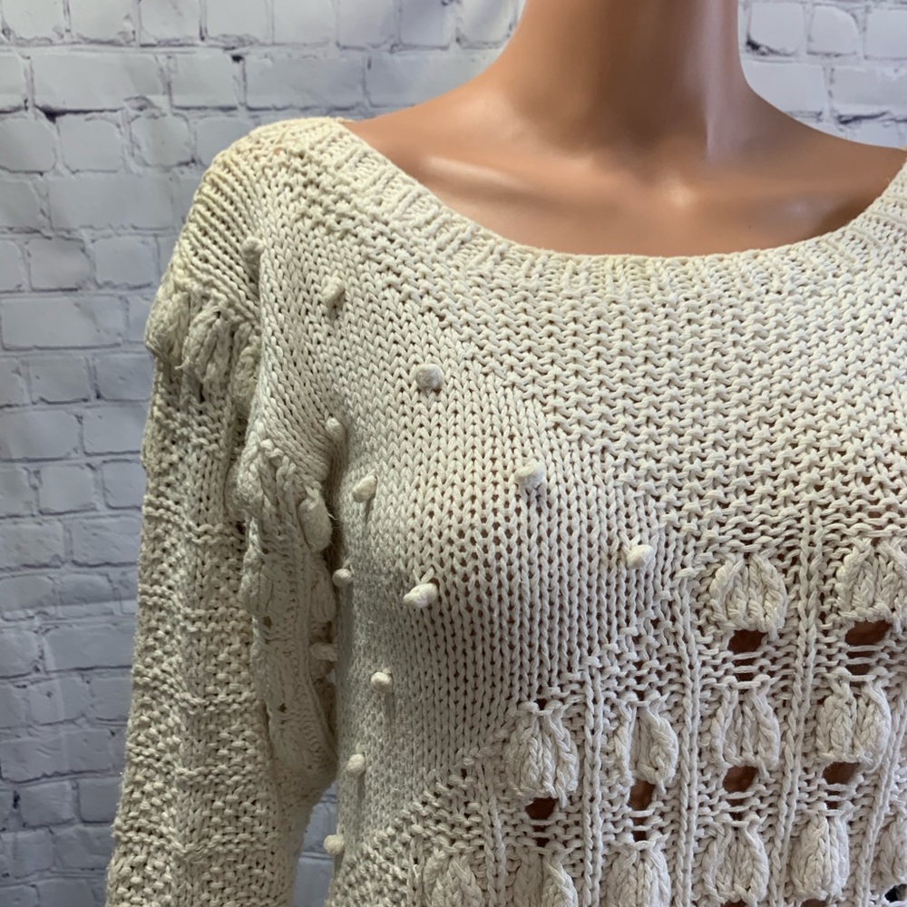Hot Jazz by Christina Knit by hand! Vintage White boho sweater size medium - Picture 6 of 16